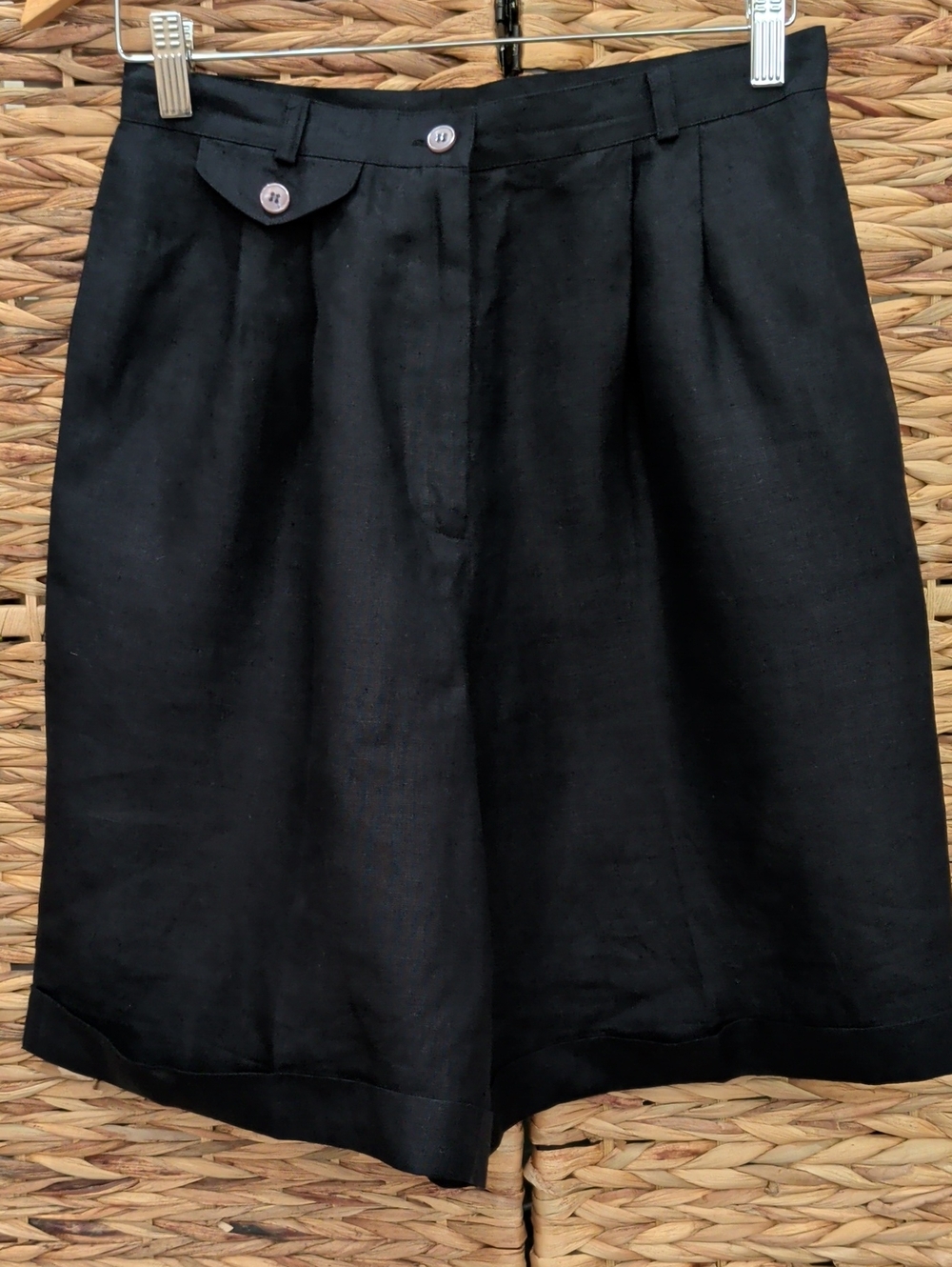 Talbots Black High-Rise Irish Linen Bermuda Shorts Size 10